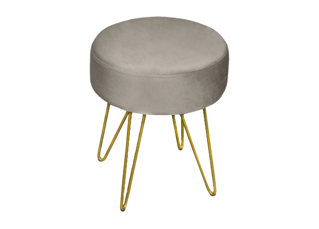 Pouf Salotto/Camera Rotondo Design Moderno Modello Velvet In Tinta Unita - Pouf - Beige