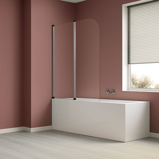 Parete sopra vasca due ante orientabili vetro temperato 4mm 140x120cm cromo lucido *** confezione 1