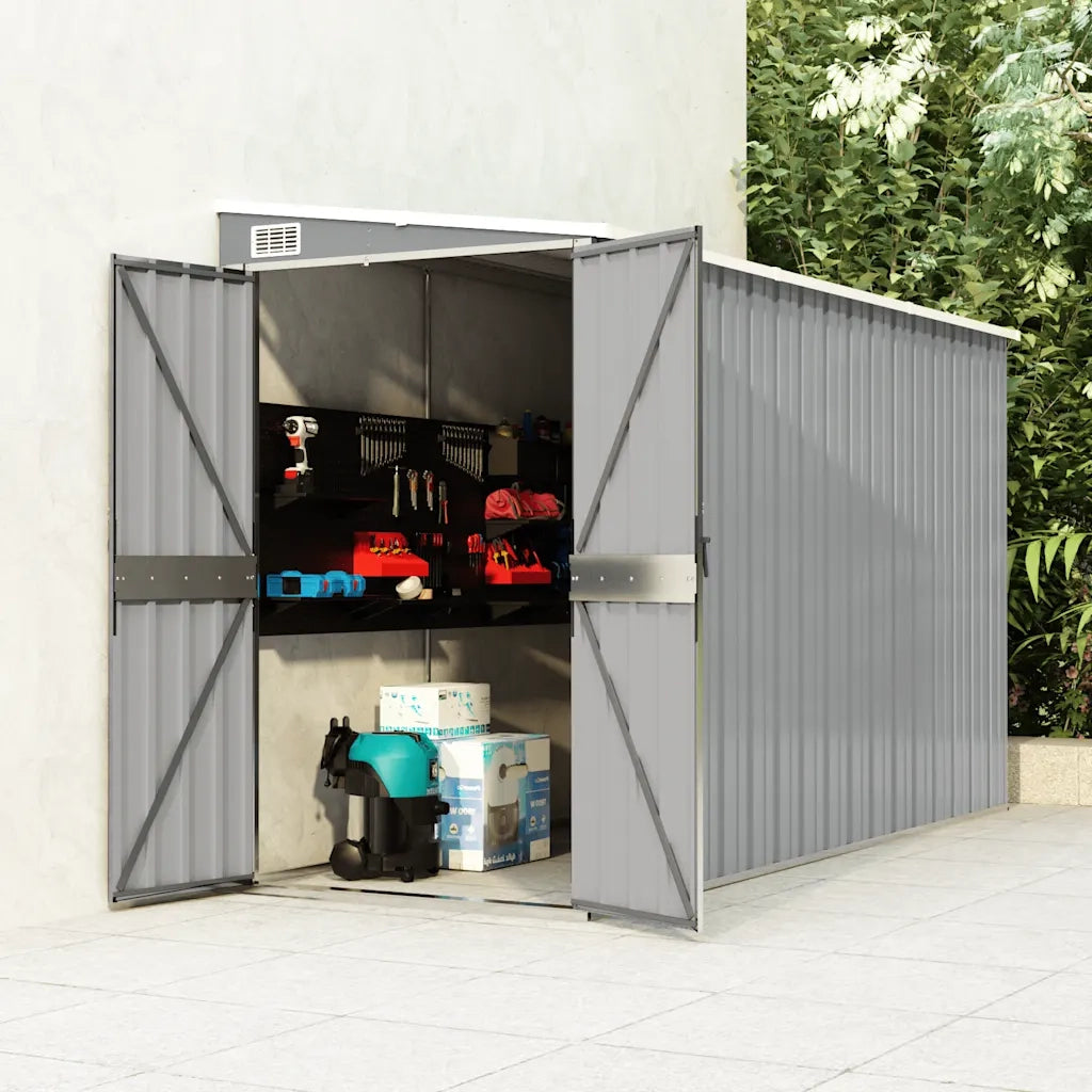 Capanno Giardino a Parete Grigio 118x288x178 cm Acciaio Zincato 316226