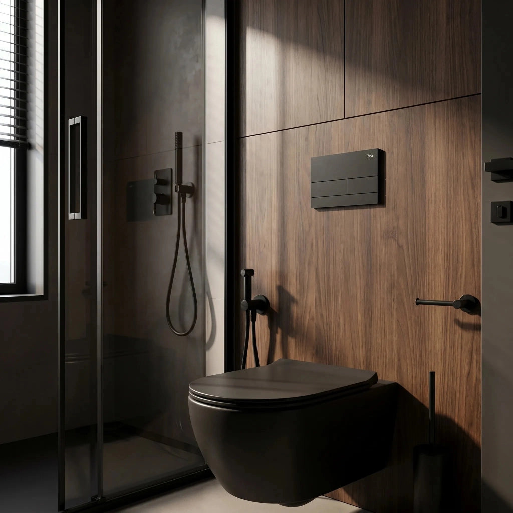 Set Telaio Da Incasso Per Wc Slim 024n Con Pulsante T Black Matt