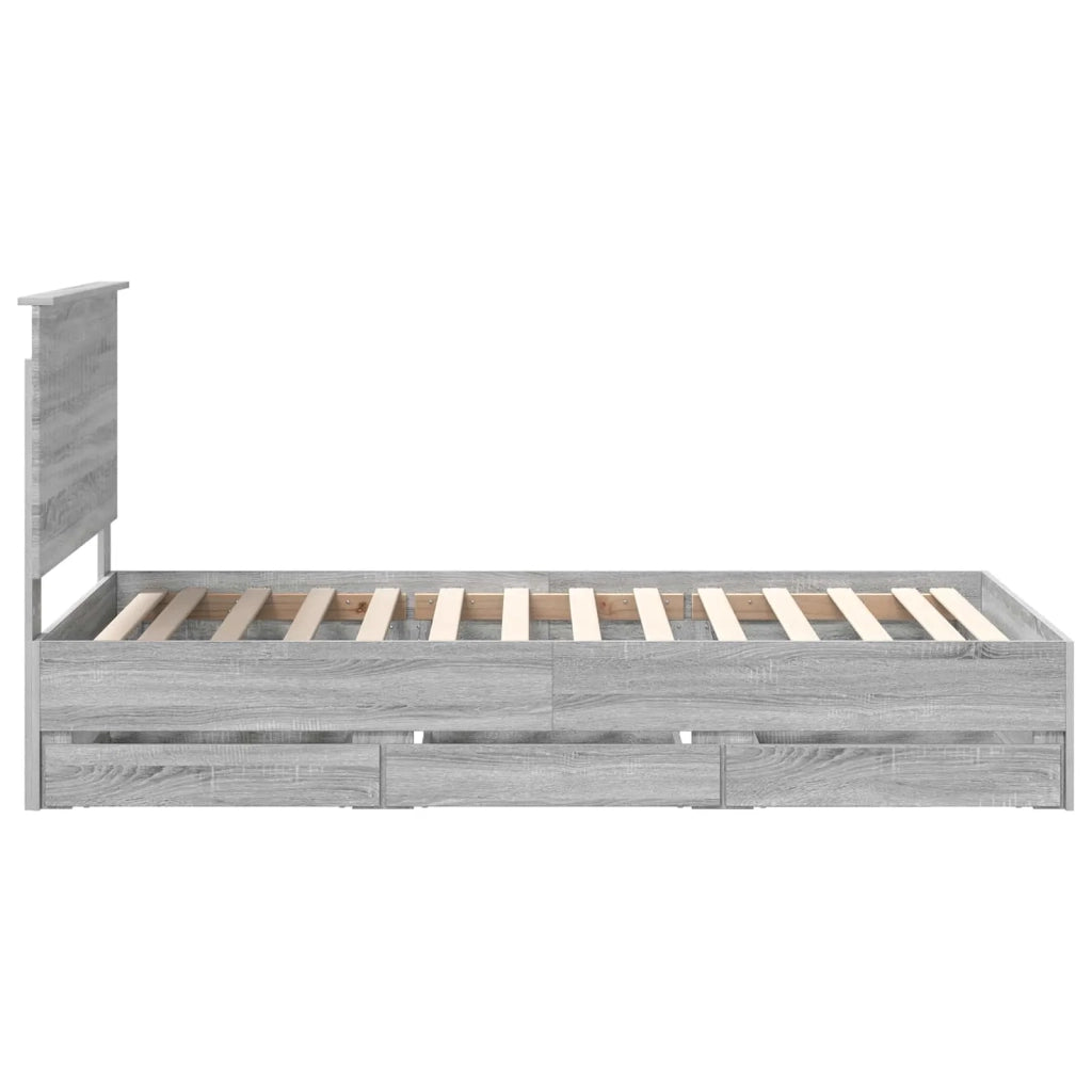 Struttura del letto con cassetto-Giroletto con contenitore-Rete del Letto Grigio Sonoma 100 x 200 cm 289130
