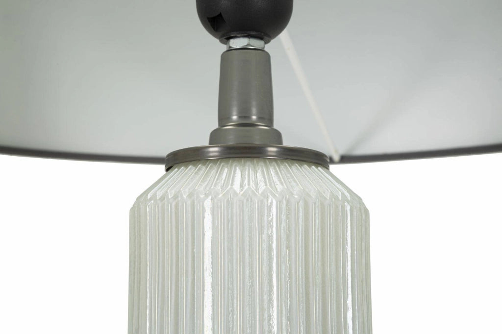 Lampada da terra Andevenno, Luce da terra, Lampada da pavimento, Lampada a stelo, 43x43 h163 cm, Bianco e Grigio