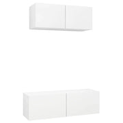 Set di mobili da 2 pezzi comprensivo di armadio credenza mobile TV televisore per soggiorno camera da letto salotto legno ingegnerizzato bianco 02_0024369