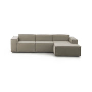Divano fisso Ananas, Divano componibile a 3 posti con penisola destra, Made in Italy, SofÒ  moderno in tessuto, Cm 300x170h70, Tortora