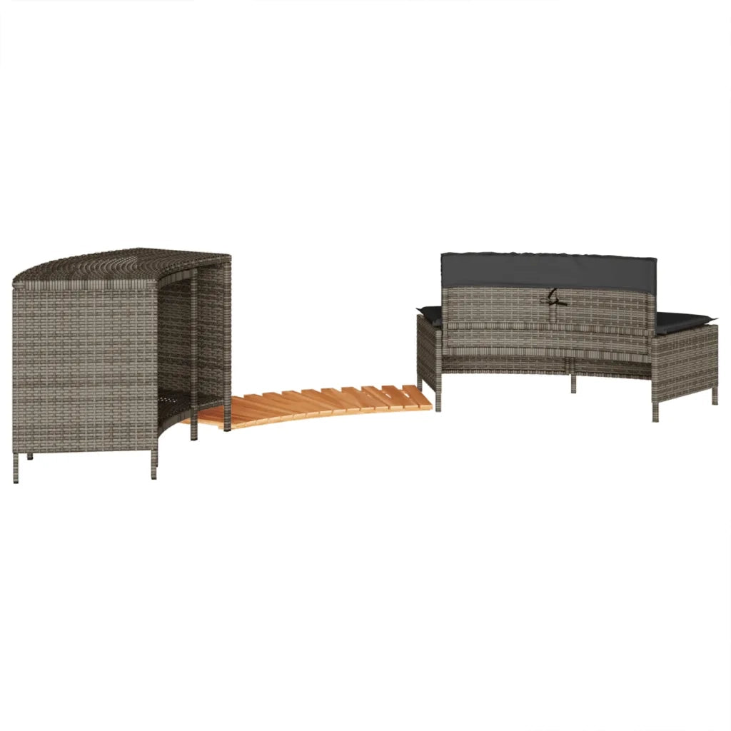 Bordo per Spa Grigio in Polyrattan e Legno Massello di Acacia CFW1412202