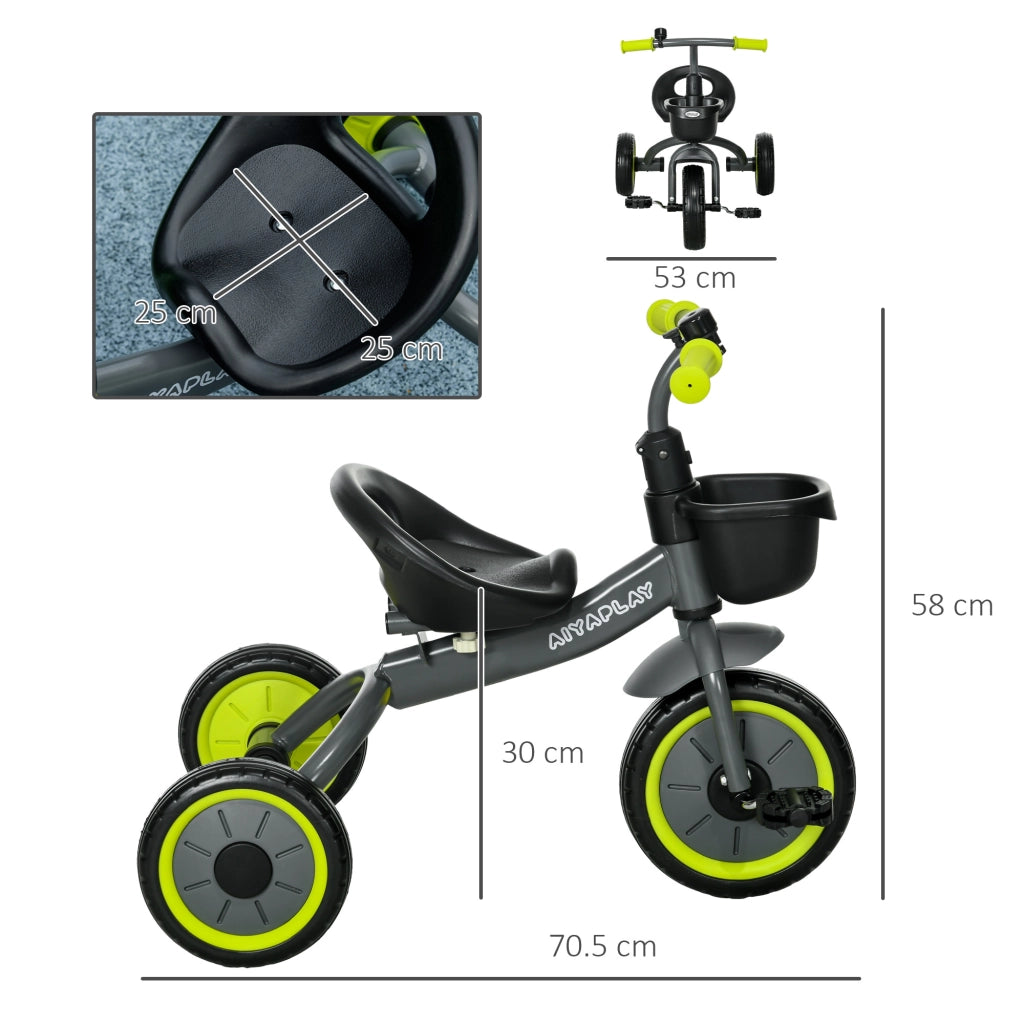 Triciclo per Bambini con Campanello e Seduta Regolabile ¨C zephmum ¨C Nero 70.5x50x58cm