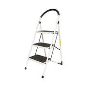 Scala pieghevole in metallo, 3 gradini con rivestimento antiscivolo, altezza 127cm, capacità massima 150Kg, Crownman