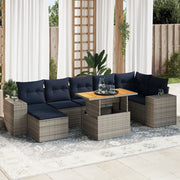 Set Divano da Giardino 8 pz con Cuscini Grigio in Polyrattan 3327407