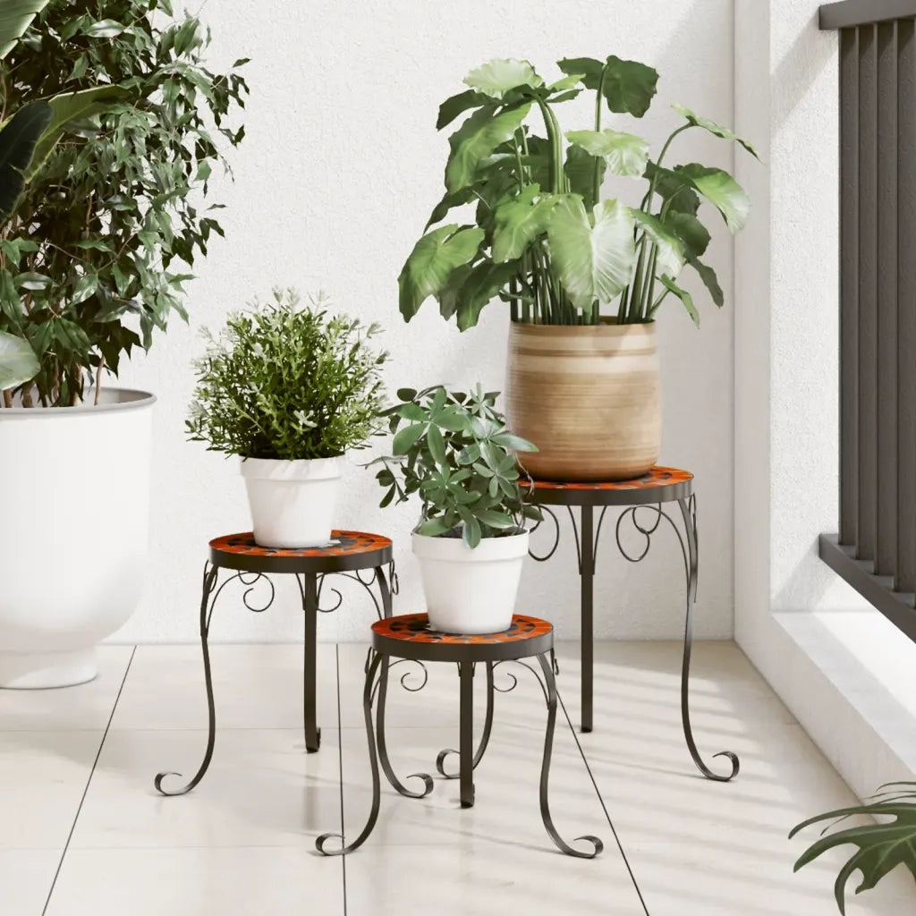 Supporti per piante | Sostegno per piante 3 pz Terracotta e Bianco in Ceramica
