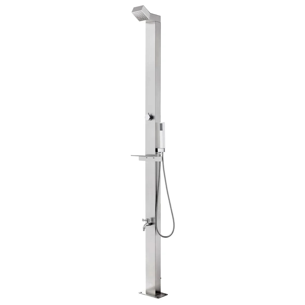 Doccia da giardino con base 225 cm acciaio inox marrone 02_0042054