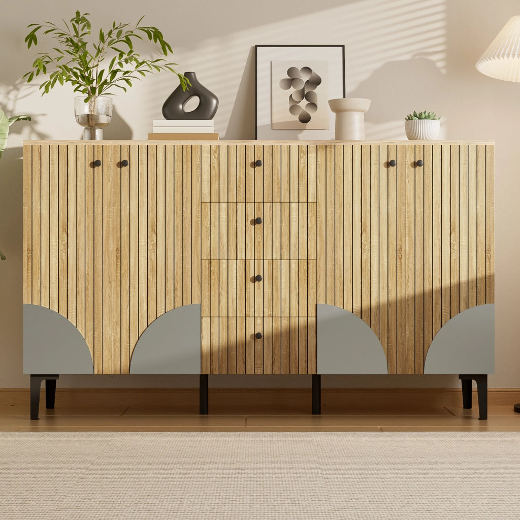 Mobile contenitore in legno 160x36x94 cm con 4 ante e 4 cassetti