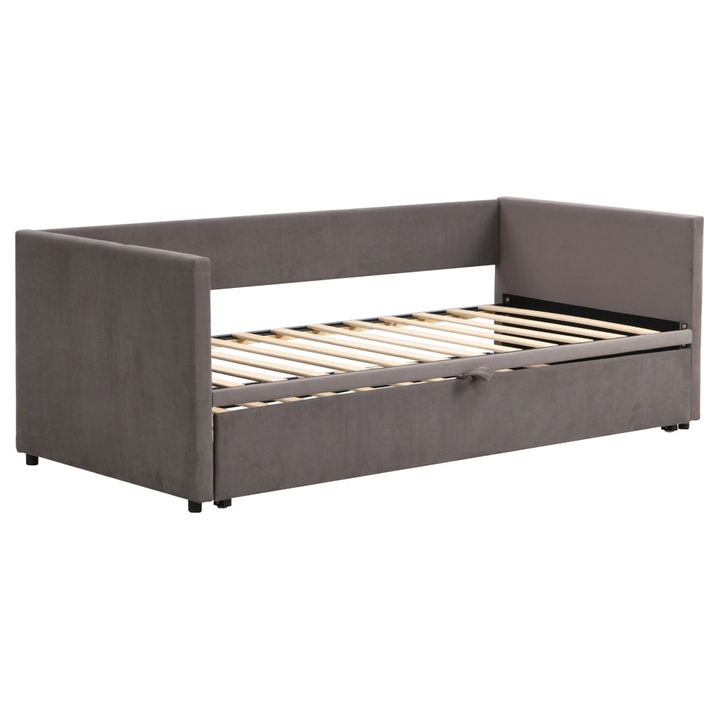Divano letto 90x200 cm; estraibile 180x200 cm; imbottito; grigio (Senza materasso)