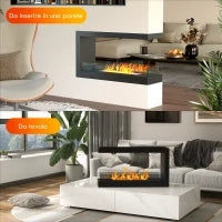 Camino Bioetanolo a 3 Lati con Bruciatore da 2.4L e Durata 4 Ore, Copertura 30㎡, 100x30x55cm, Nero