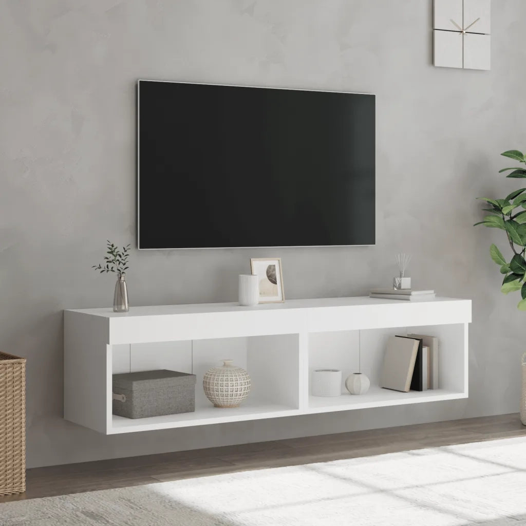 Mobili TV con Luci LED 2pz-Set di 2 Credenza per TV Bianchi 60x30x30 cm