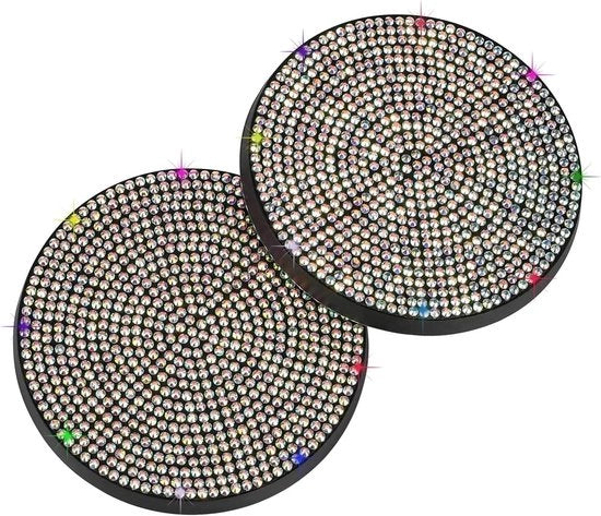 Supporto per bicchieri - Onderzetters per bicchieri - Antiscivolo - Strass cristallo - Accessori per l'auto - Design leggero in nero