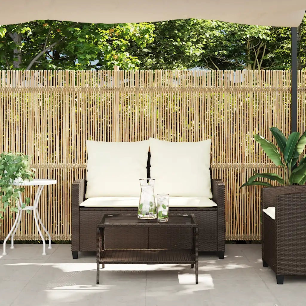 Divano a 2 Posti con Cuscini e Tavolo Marrone Polyrattan 4103846