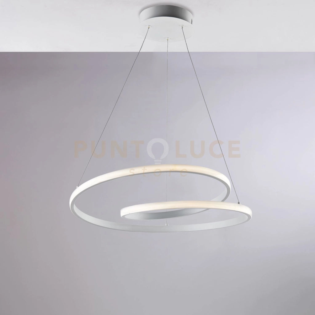 Sospensione in metallo e alluminio bianco con led integrato e cavi elettrici regolabili