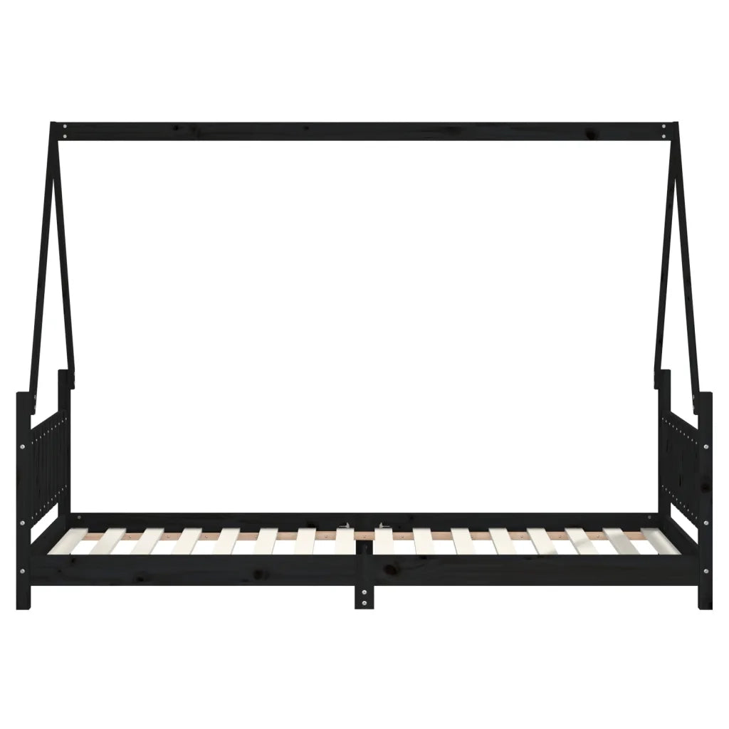 Giroletto per Bambini Nero 80x200 cm in Legno Massello di Pino 834497