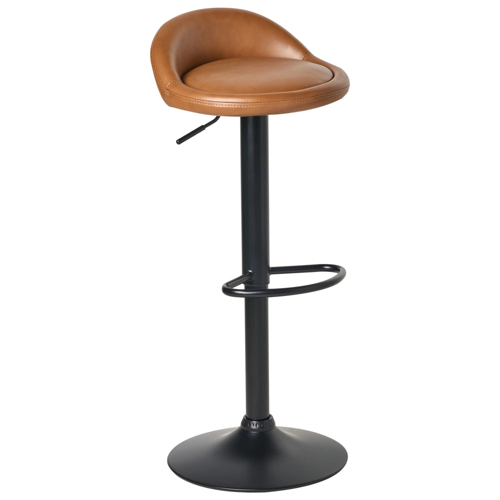 Set di 2 sedie da bar marrone rivestito in ecopelle Poggiapiedi nero girevole regolabile in altezza Moderno