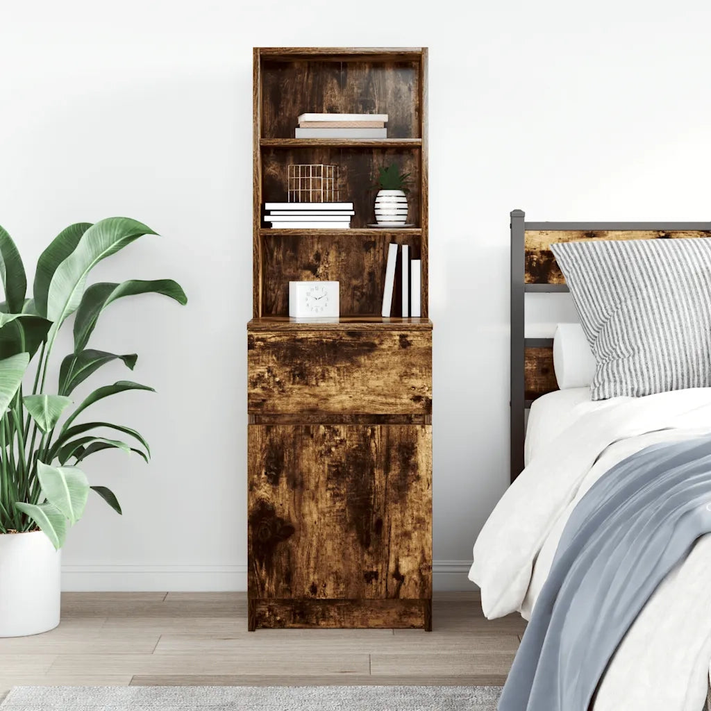 Comodino | Armadio da Notte | Mobiletto da notte Rovere Fumo 39x35x125 cm in Legno Multistrato