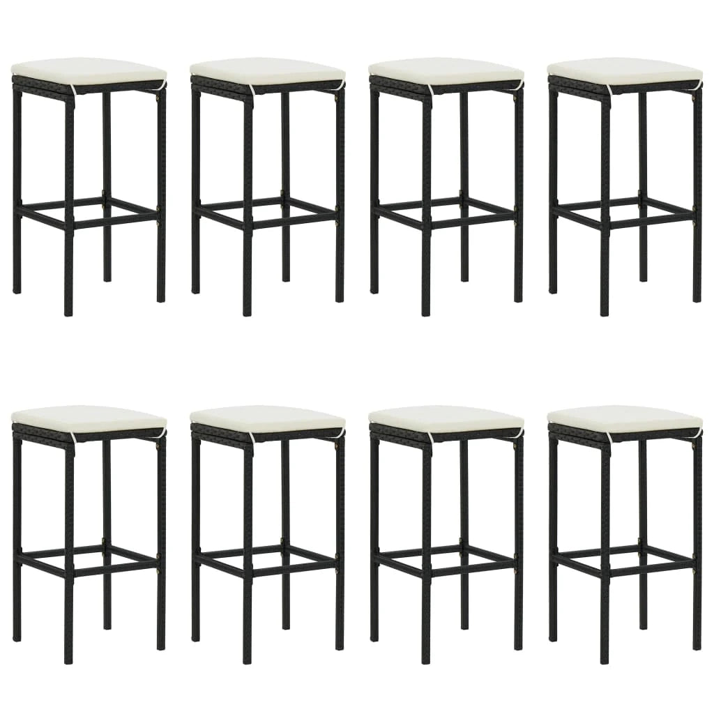 Set da bar da giardino 9 pezzi con cuscini polyrattan nero 02_0013443