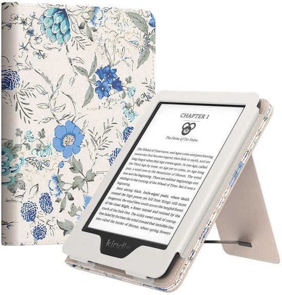 Copricapo per Kindle Paperwhite 11 con stampa di fiori, funzione di risveglio/sveglia automatica, confezionato in pelle PU resistente e leggera.
