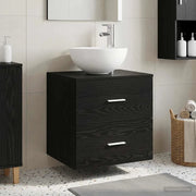 Mobiletto con Lavabo a Parete Rovere Nero 49,5 x 35 x 63 cm