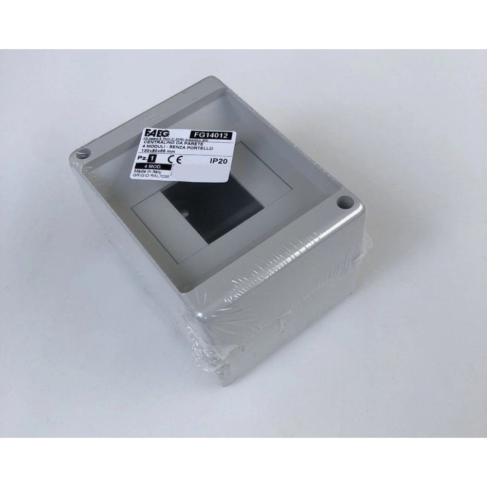 Trade Shop - Centralino Da Parete Esterno 4 Moduli Senza Portello Ip20 13x9x8.5cm Grigio Fg14012 -