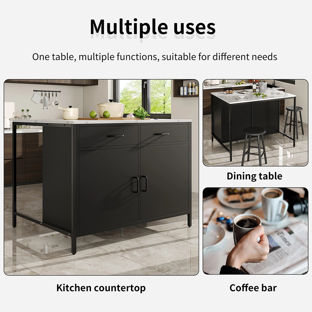 Tavolo Cucina - Xylo - 105??39??102 cm - Piano Marmo Nero Piedi Regolabili