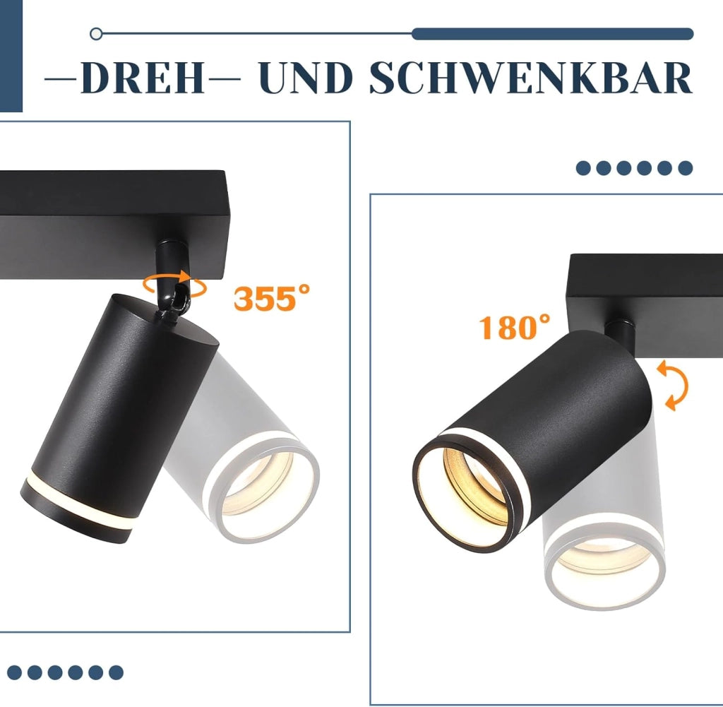ZMH Faretto da soffitto Nero 5 Luci GU10 Orientabile da Interno in Metallo per Corridoio Soggiorno Senza Lampadine
