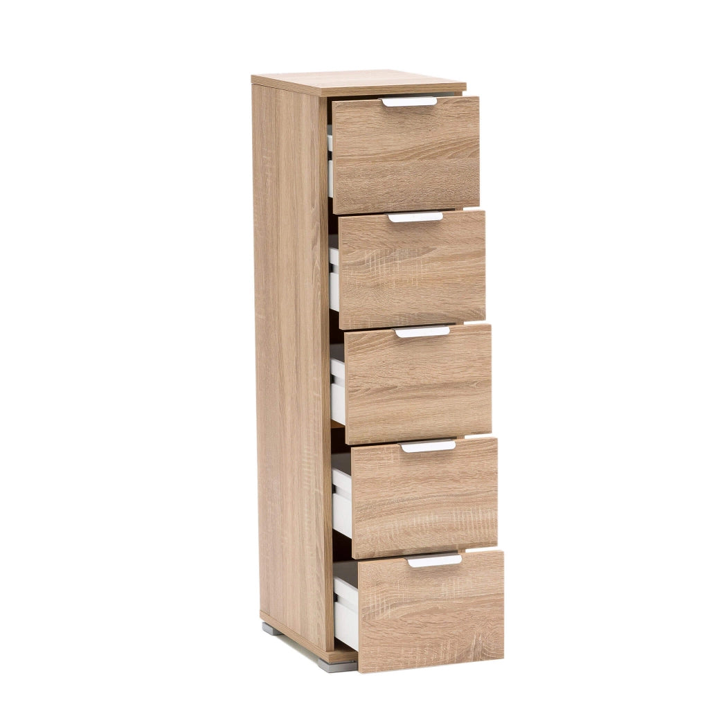 Cassettiera 5 cassetti in Legno Composito cm 27x38x103 - LANCELOT