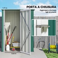 Casetta Porta Attrezzi Capanno in Acciaio Impermeabile 142x84x189cm