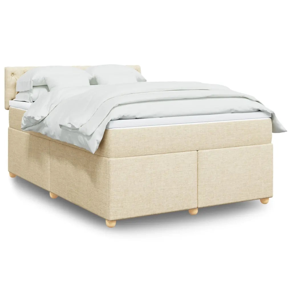 vidaXL Giroletto a Molle con Materasso Crema 140x200 cm in Tessuto