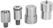 Set di matrici per chiodi a testa dritta, 4 pezzi - 12mm 15mm 21.5mm - Morsa a testa dritta - Argento RVS - Sostituzione per la macchina a mano pressa a testa dritta