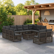 Set Divano da Giardino 12 pz Grigio polyrattan 3434378