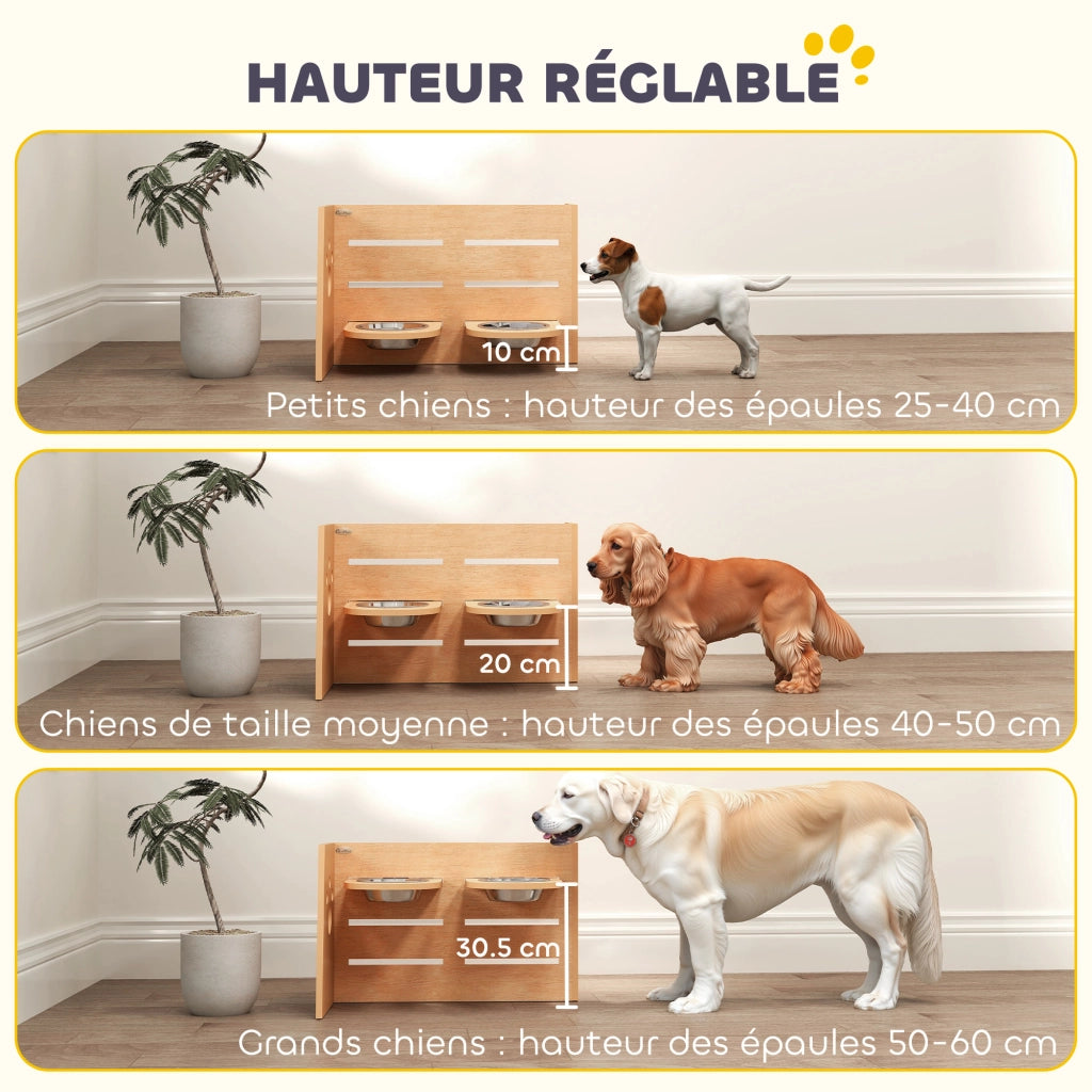 Ciotola per Cane Regolabile in Altezza ¨C Minimal ¨C 2 Ciotole Acciaio Inox 63x58.5x40 cm
