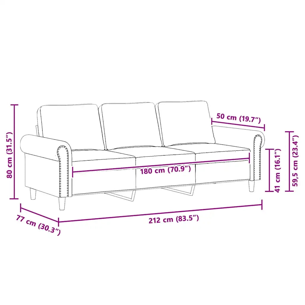 Divano a 3 Posti Blu 180 cm in Velluto 359548