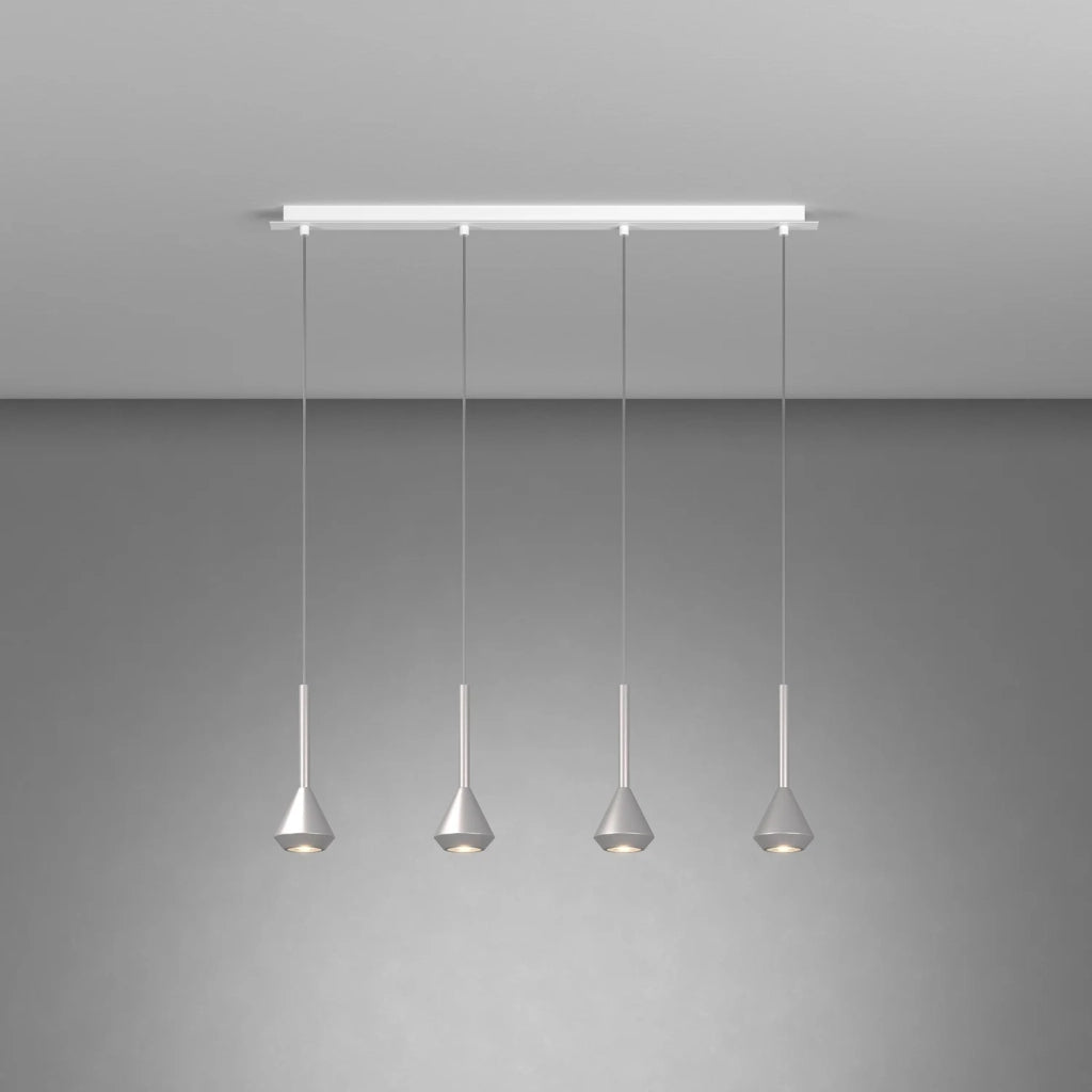 Lampadario Moderno Aygo Metallo Bianco E Alluminio 4 Luci Gu10