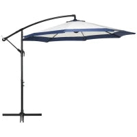 Ombrellone da Giardino a Braccio 3x2 m con Manovella, Metallo e Poliestere, Blu Scuro e Crema