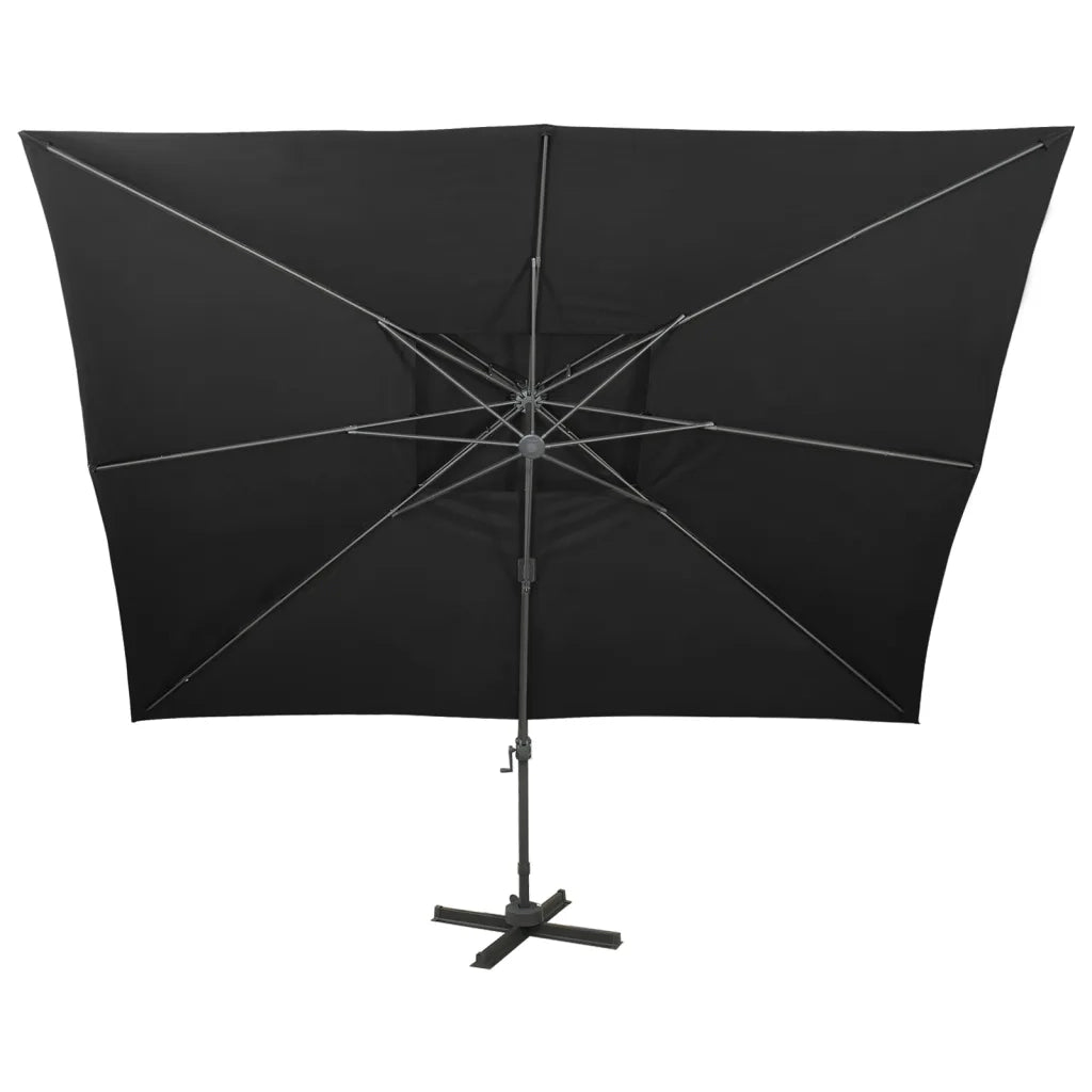 Ombrellone a Sbalzo con Doppia Copertura 400x300 cm Nero cod mxl 21381