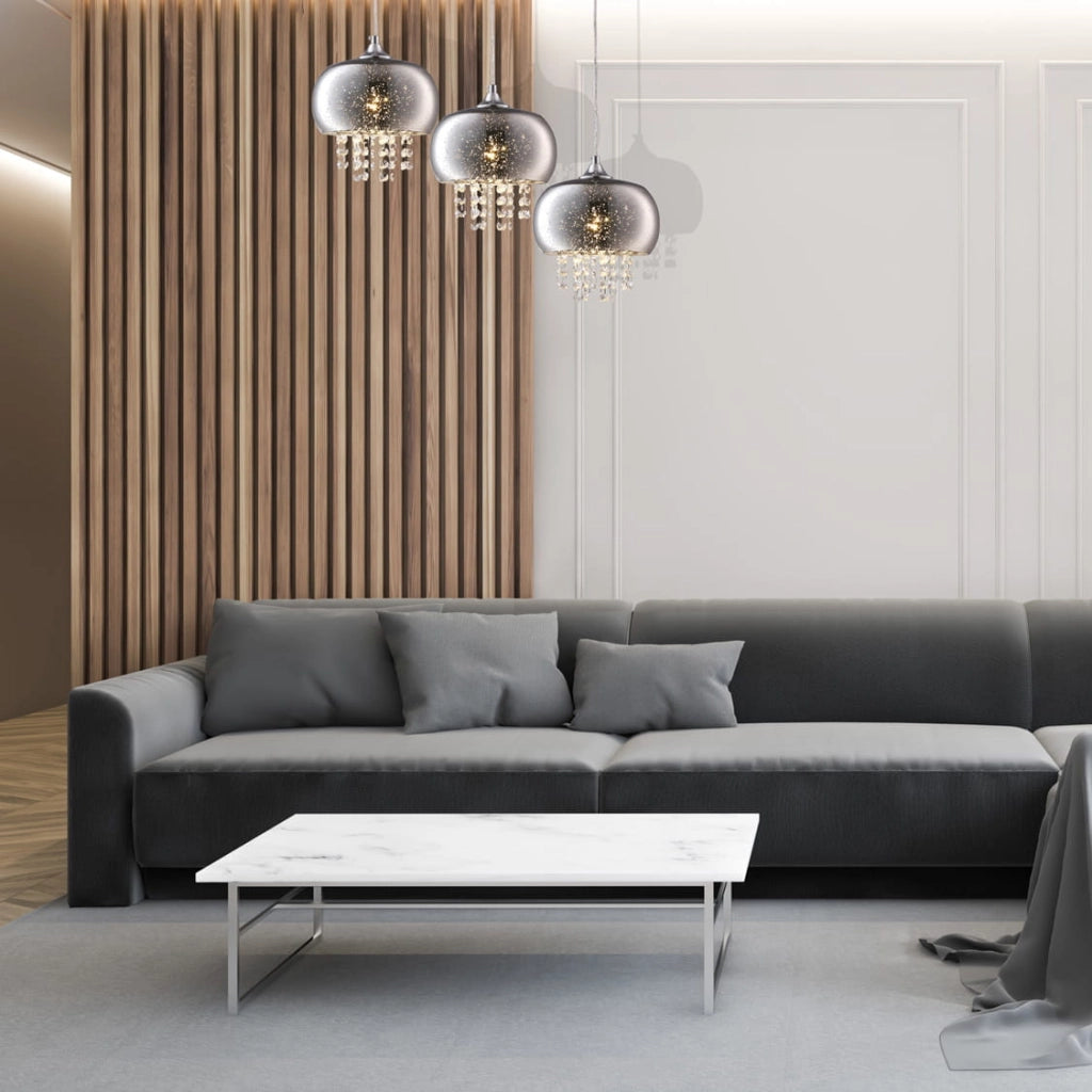 Lampadario cristallo a anelli Milagro Starlight 3xE14 cromato