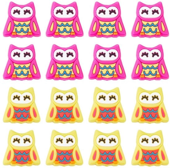 Kralen in Silicone 16 pezzi - Collo di Uccello - Animali Cariocati - Kralen in Gomma - Kralen per Lanyard DIY - Diametro: 3,5 mm