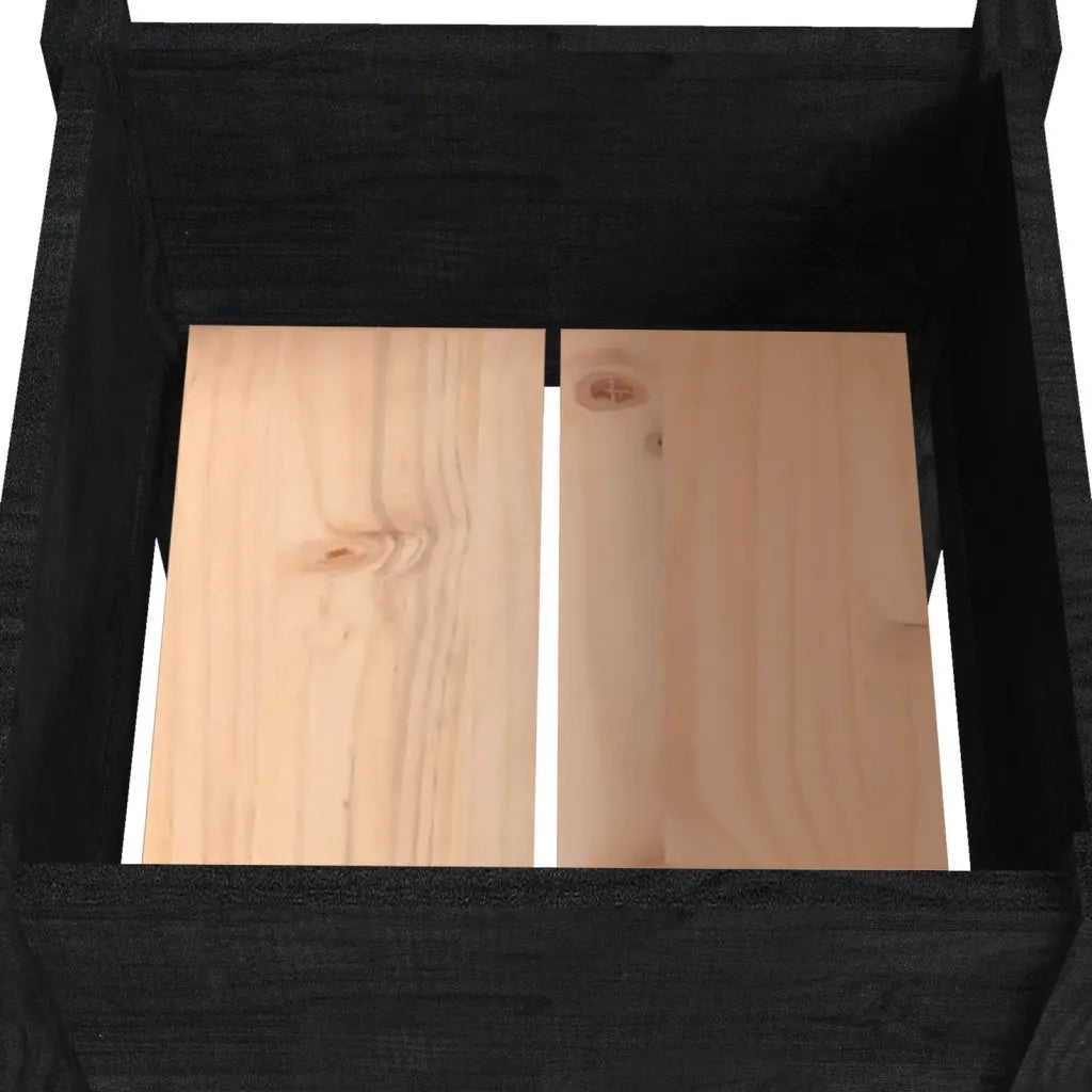 Fioriera da Giardino-Vaso da Esterno-Contenitore per Piante Nera 50x50x70 cm Legno Massello di Pino