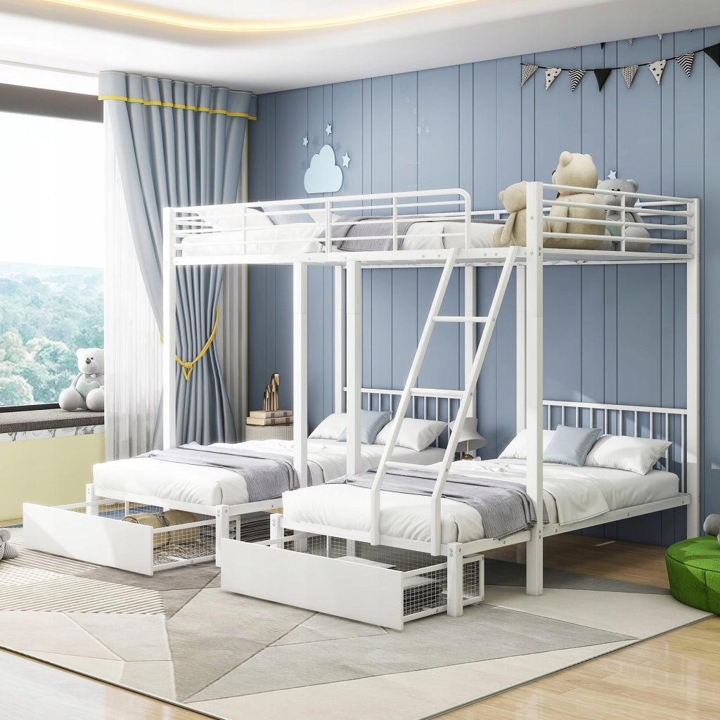 Letto a tre piani - Xylo - 140x200 - Bianco - Senza materasso