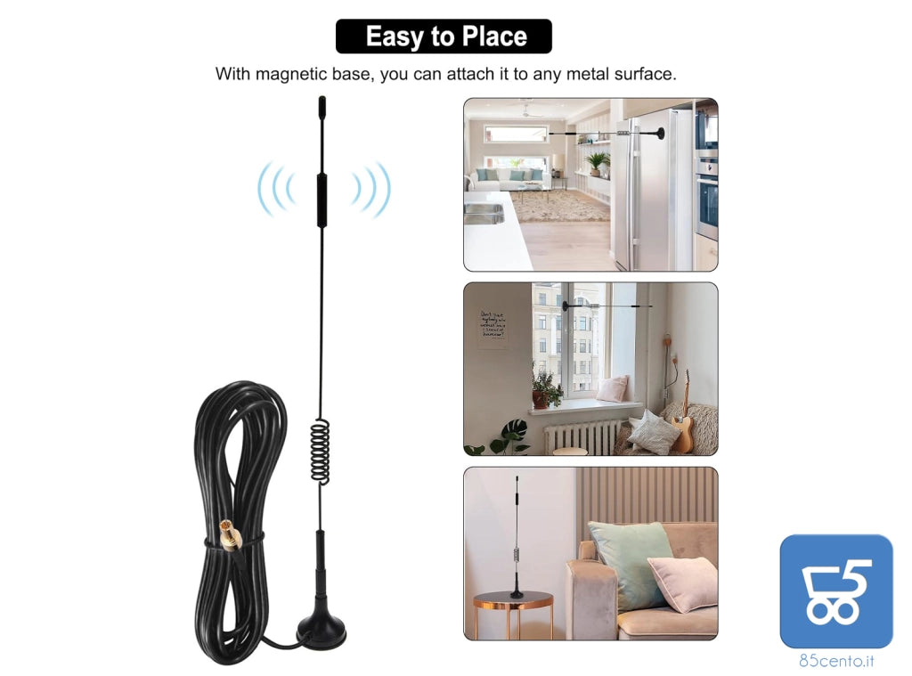 Antenna Base Magnetica 12dBi 4G Ripetitore di Segnale per Interni Esterni connettore TS9