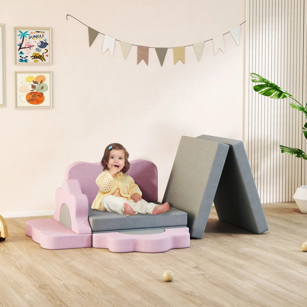 Set 12 Blocchi Schiuma per Arrampicata e Gioco ¨C Xylo ¨C Grigio e Rosa con Rivestimento in Velluto