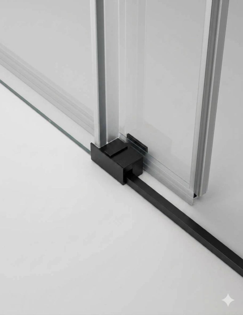 Porta doccia scorrevole 1+1 THALASSA (BASIC) 120 cm Profilo Nero vetro trasparente