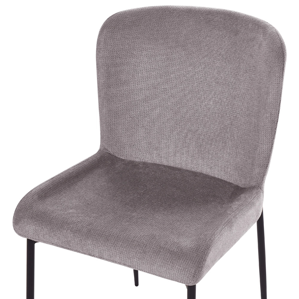 Set di 2 sedie da pranzo in tessuto poliestere con texture a maglia grigio scuro soggiorno e camera da letto