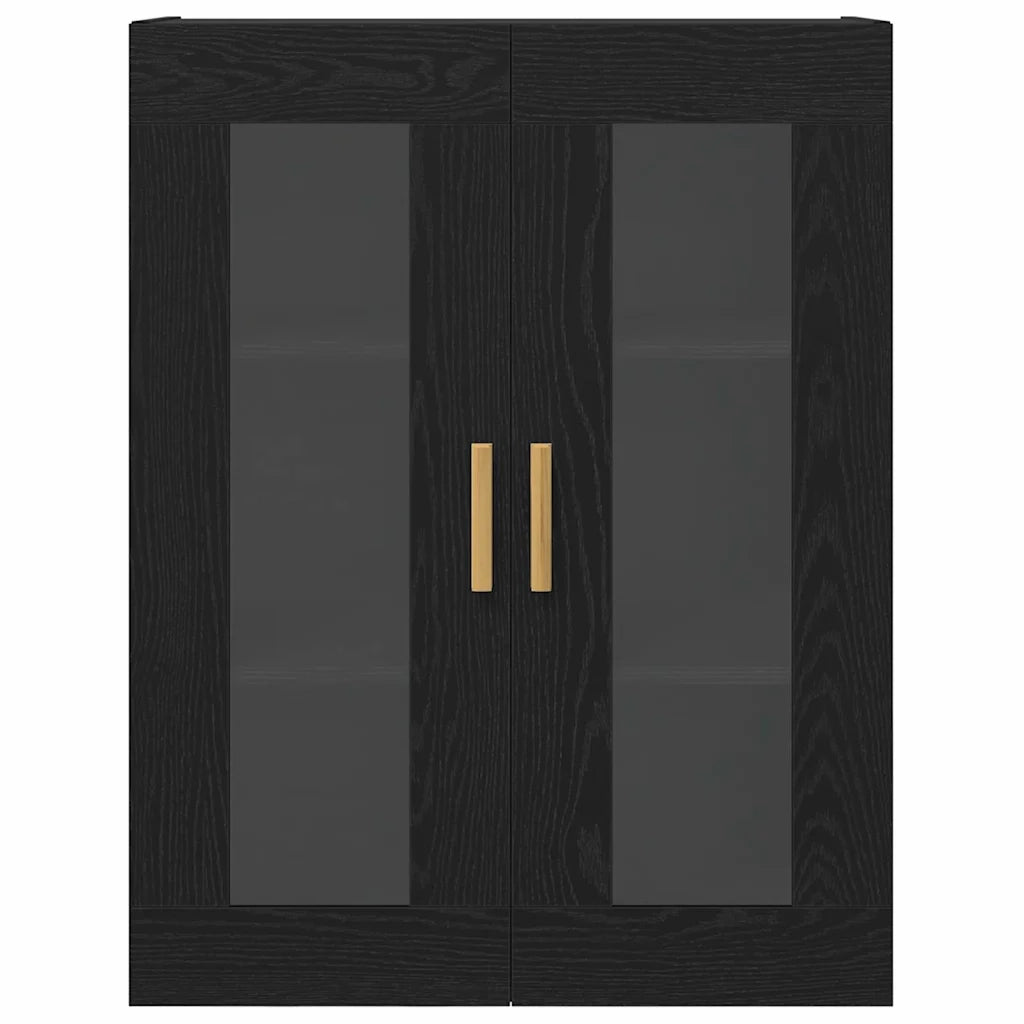 Armadietto a Muro | Mobile a Parete Rovere Nero 69,5 x 34 x 90 cm