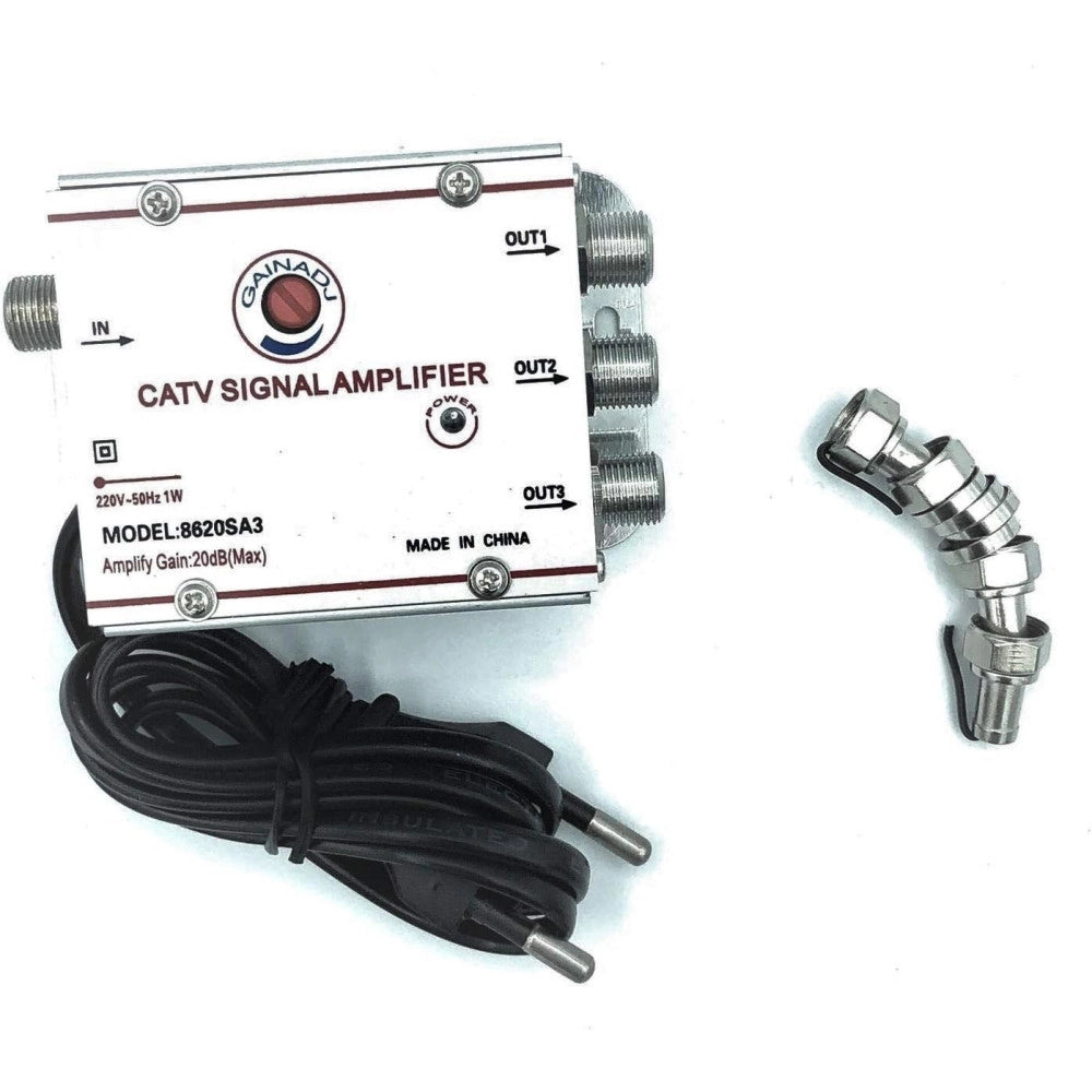 Trade Shop - Amplificatore Segnale Tv Sdoppiatore Antenna 3 Uscite Digitale Terrestre -